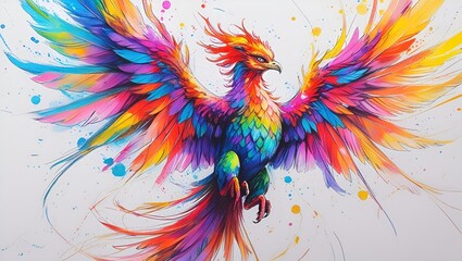 Colorful abstract background with butterflies and a tropical parrot flying among flowers and branches