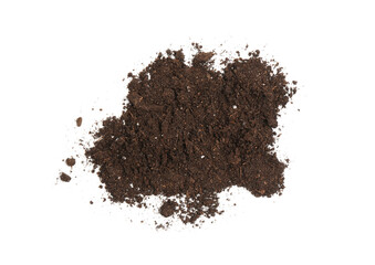 Pile of fresh soil isolated on white, top view