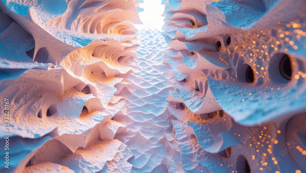 Poster abstract paper-like texture with soft waves and light reflections in pastel colors creating a serene