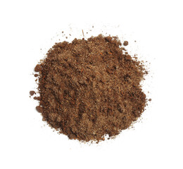 Pile of fresh soil isolated on white, top view