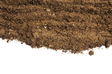Fresh soil isolated on white, top view