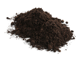 Piles of fresh soil isolated on white
