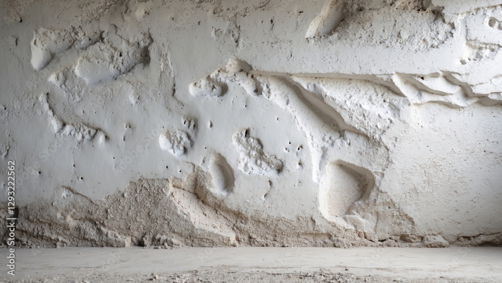 Sticker textured white cement wall with irregular patterns suitable for backgrounds or artistic projects. pe