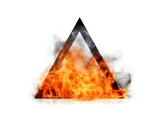 fire and smoke triangle isolated on white or transparent png