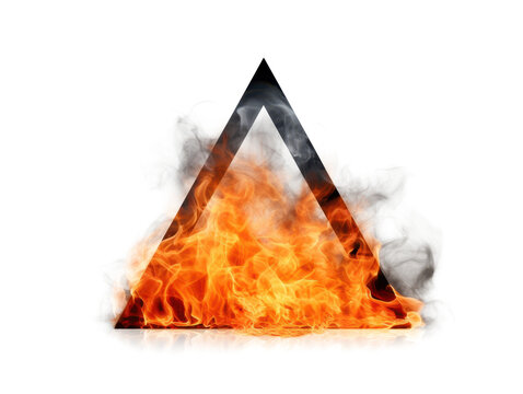 fire and smoke triangle isolated on white or transparent png
