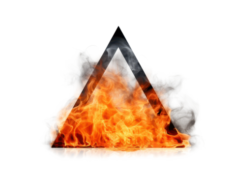 fire and smoke triangle isolated on white or transparent png