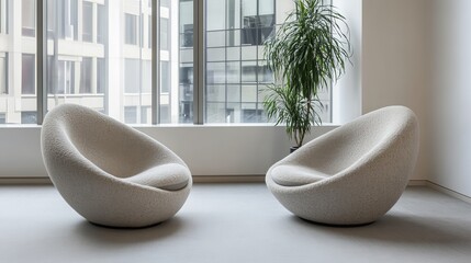 Modern office lobby with minimal design, embodying simplicity and professionalism in a clean, natural light setting.