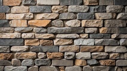Obraz premium Natural stone wall texture background with varying colors and shapes ideal for architectural and artistic design applications.
