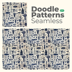 Fototapeta premium Doodle abstract full color patterns seamless