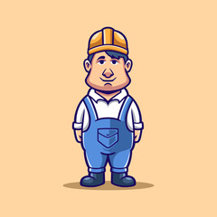 Cute cartoon character mascot profession job handyman vector