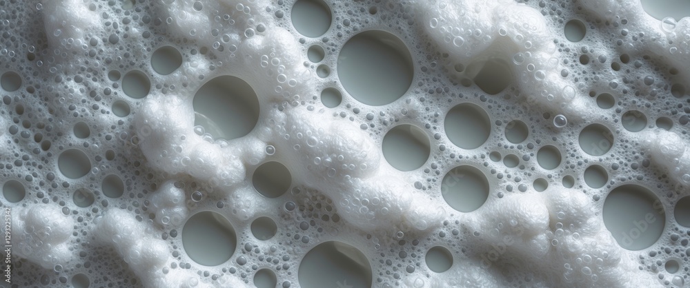 Poster abstract close-up of white foam and bubbles creating a textured pattern ideal for backgrounds in des