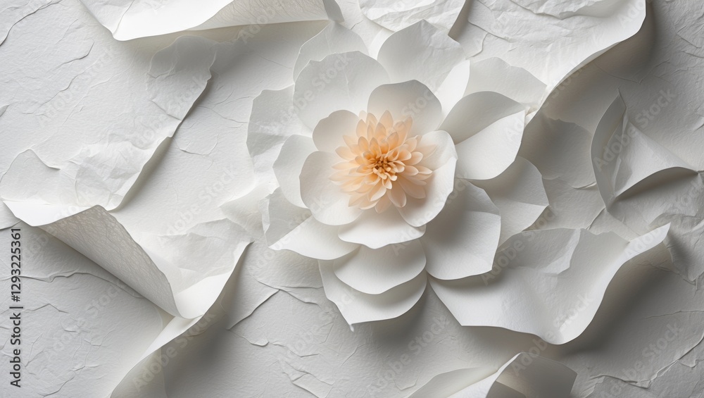 Canvas Prints delicate white japanese paper texture with intricate floral design creating a serene and artistic ba