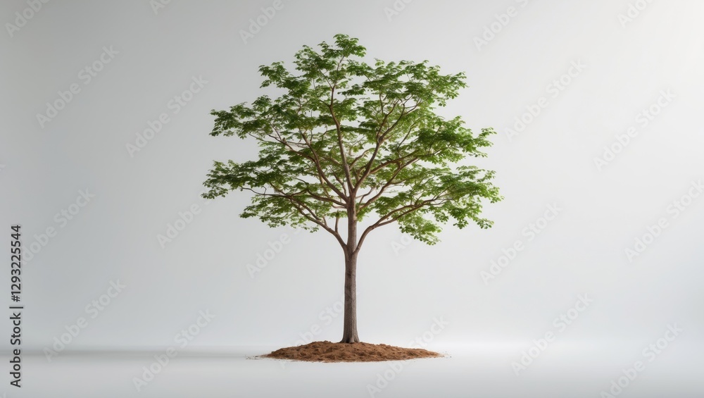 Poster isolated green tree on white background with clipping path and empty space for text or design elemen