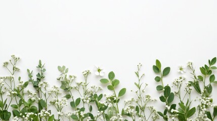 Fototapeta premium Delicate White Flowers and Lush Green Leaves Arrangement