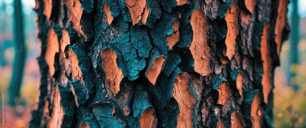 Wall mural tree bark detailed texture with vibrant colors showcasing natural patterns in a forest environment