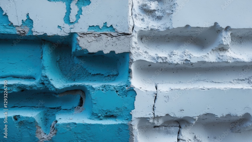 Wall mural abstract blue and white cement wall texture with unique patterns suitable for background design or a
