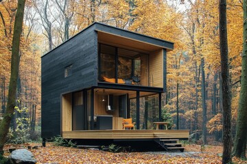Modern Tiny Home: Rustic Cozy Compact Design with Sustainable Wood Exterior