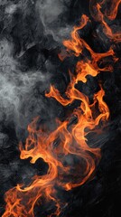 Fiery Abstract Flames on Dark Surface - Stunning Visual Design