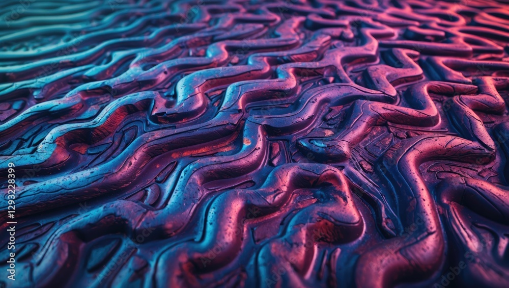 Poster textured surface of an old rubber mat featuring wavy patterns illuminated with vibrant colors creati
