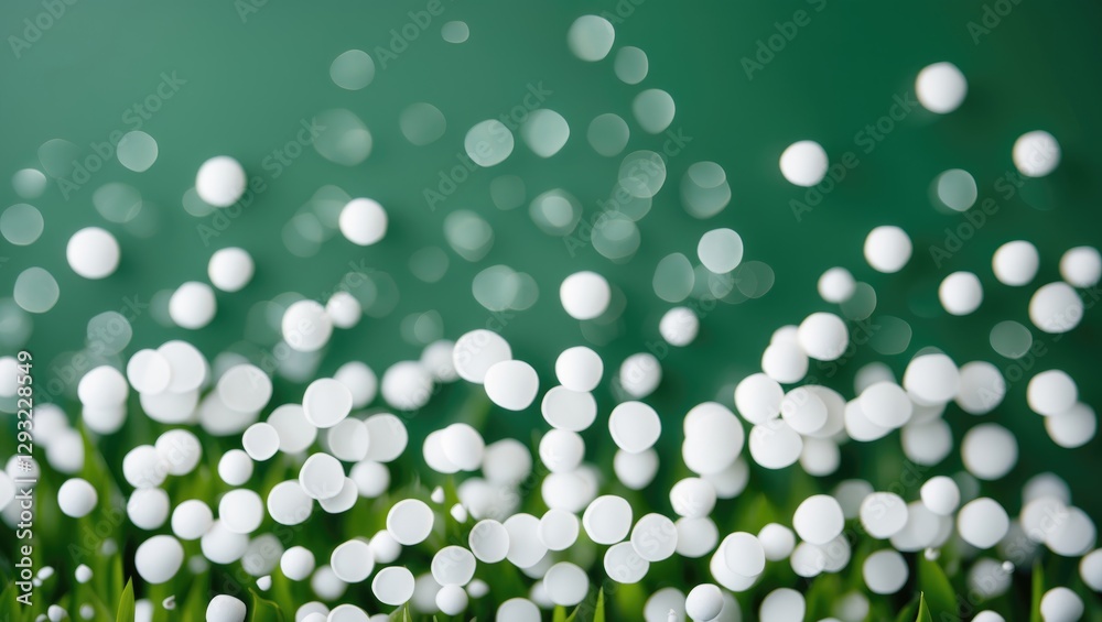 Poster enchanting white bokeh with a vibrant green background creating a dreamy and calming atmosphere suit