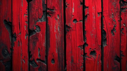 Aged red wooden planks with grunge texture ideal for rustic backgrounds or artistic design elements