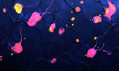 Abstract Neural Network Visualization Pink Yellow And Blue Glowing