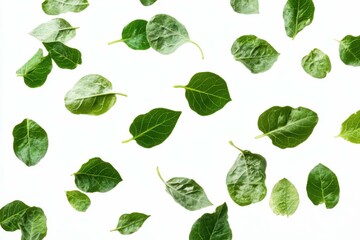 Moringa Leaves. Green Fresh Herbal Vegetable on White Background
