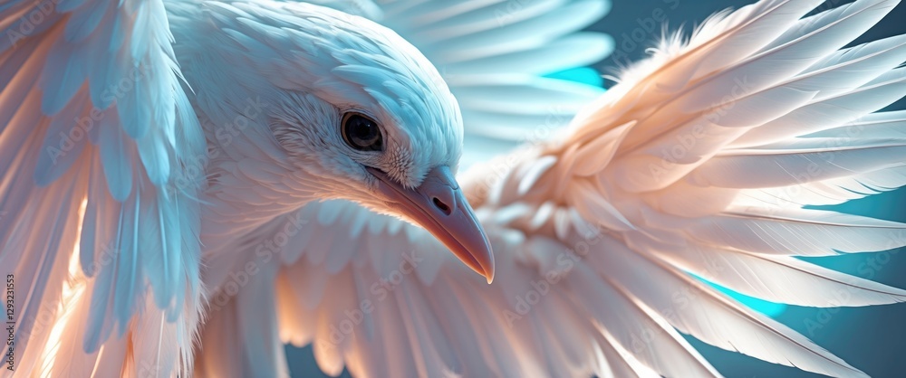 Canvas Prints close-up of a white bird's wing showcasing soft feathers and intricate textures against a softly lit