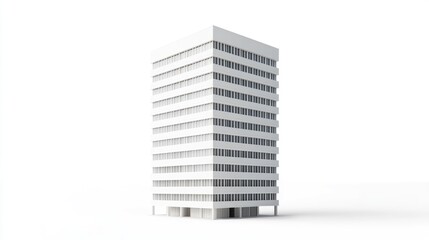 White office building model, isolated background, architectural design, real estate