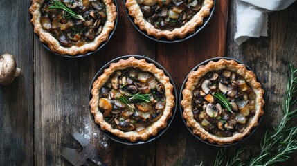 Fototapeta premium Gourmet Mushroom Pies: A Rustic Autumn Delight