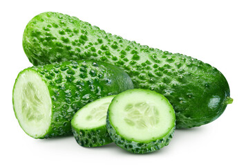 Cucumber isolated on white background clipping path