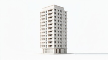 Fototapeta premium Modern apartment building, city, white background, architectural rendering, real estate