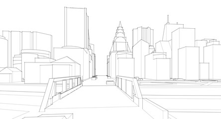  modern city panorama 3d illustration