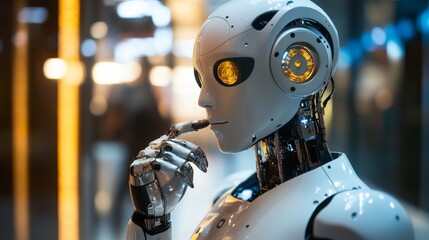 Fototapeta premium AI is a technology that allows humans to make robots do things by giving them simple commands. Through AI, we can use robots in different ways.