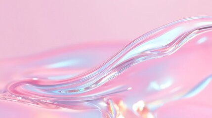 Fototapeta premium Transparent Water Wave on Soft Pink Background Creating Calm and Serenity for Relaxation and Wellness Themes