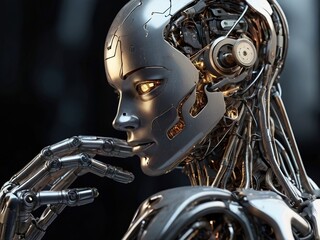 "Futuristic Humanoid Robot &ndash; Advanced AI Cybernetic Machine Design"
