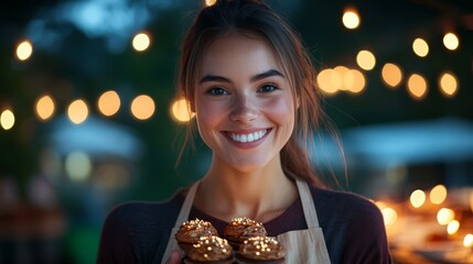 Naklejka premium portrait of a young woman in a city