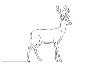 Elegant Deer Illustration with Minimalist Line Art Style on White Background