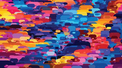 Vibrant Multicolored Abstract Pattern with Overlapping Rounded Shapes in a Dynamic Mosaic Design