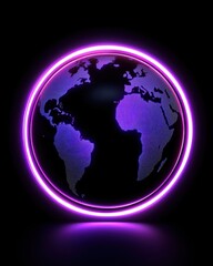 Illuminated globe with vibrant neon outline showcasing the Earth in a modern style.