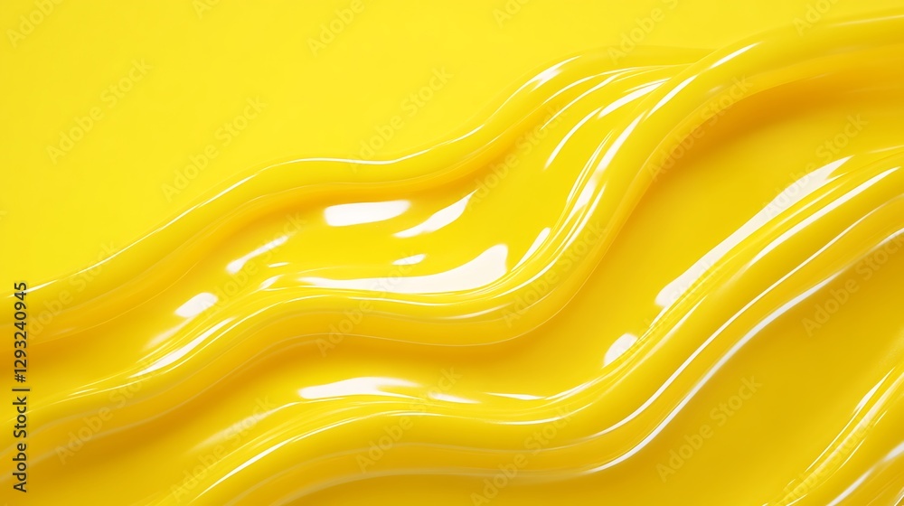 Wall mural vibrant yellow texture with glossy wavy lines on smooth surface for art and design projects