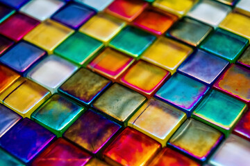 Rainbow Iridescent Glass Mosaic Tiles