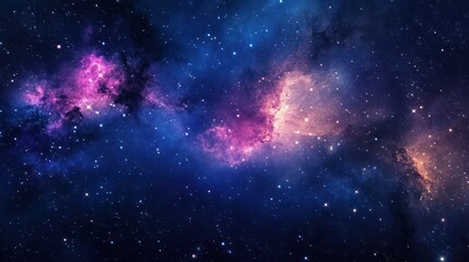 Fototapeta premium Cosmic Nebula Pink and Blue Interstellar Clouds. Background stars. Space exploration