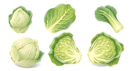 set of cabbage illustration