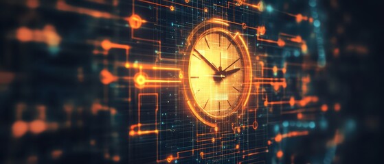 Conceptual digital art of a clock turning into a flowchart, representing strategic time allocation