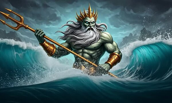 Ancient Greek God Poseidon 4k video