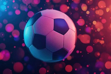 Fototapeta premium Colorful Soccer Ball with Bokeh Background in Vibrant Atmosphere