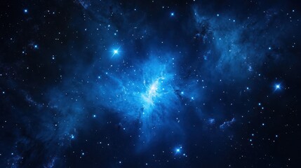 Fototapeta premium Cosmic Nebula Blue stellar cloud, distant stars, space background, astronomy