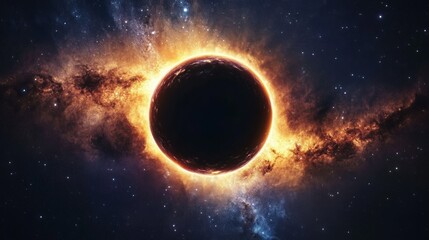 Supermassive black hole expels glowing star streams amid galactic collision, revealing cosmic chaos and creation.