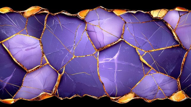 Vibrant purple and gold abstract background with textured, cracked surface design.